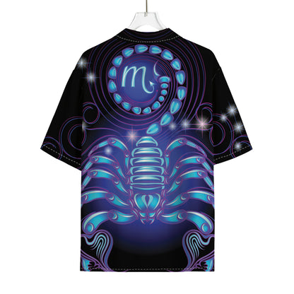 Dark Scorpio Zodiac Sign Print Rayon Hawaiian Shirt