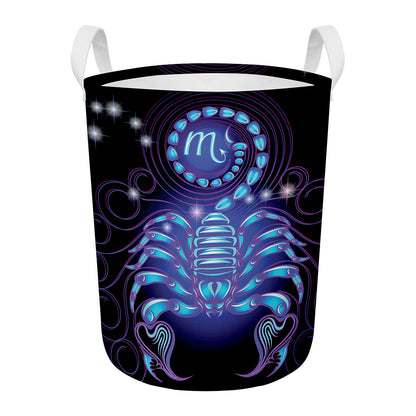 Dark Scorpio Zodiac Sign Print Round Laundry Basket