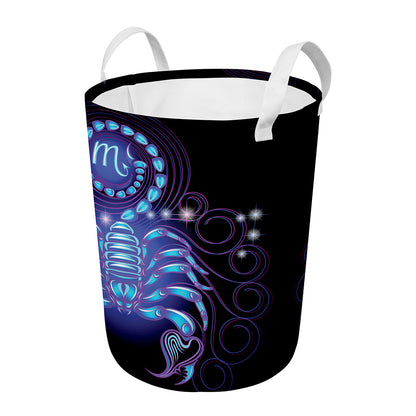 Dark Scorpio Zodiac Sign Print Round Laundry Basket