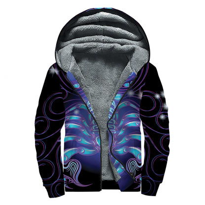 Dark Scorpio Zodiac Sign Print Sherpa Lined Zip Up Hoodie