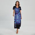 Dark Scorpio Zodiac Sign Print Short Sleeve Maxi Dress