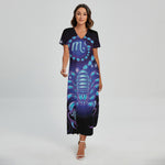 Dark Scorpio Zodiac Sign Print Short Sleeve Maxi Dress