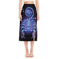 Dark Scorpio Zodiac Sign Print Side Slit Midi Skirt