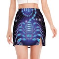 Dark Scorpio Zodiac Sign Print Side Slit Mini Skirt