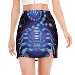 Dark Scorpio Zodiac Sign Print Side Slit Mini Skirt