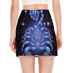Dark Scorpio Zodiac Sign Print Side Slit Mini Skirt