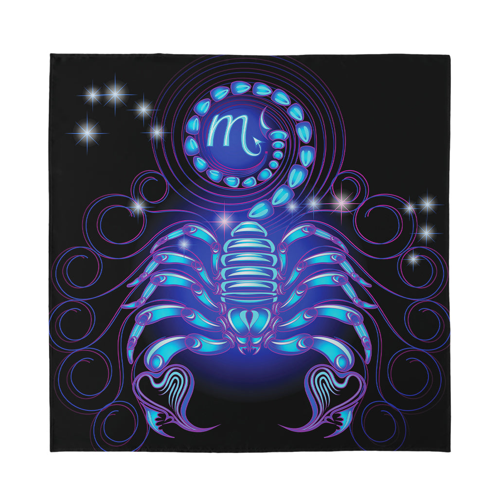 Dark Scorpio Zodiac Sign Print Silk Bandana