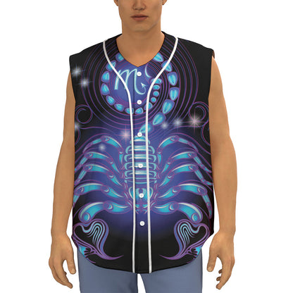Dark Scorpio Zodiac Sign Print Sleeveless Baseball Jersey