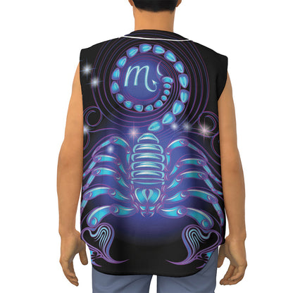 Dark Scorpio Zodiac Sign Print Sleeveless Baseball Jersey