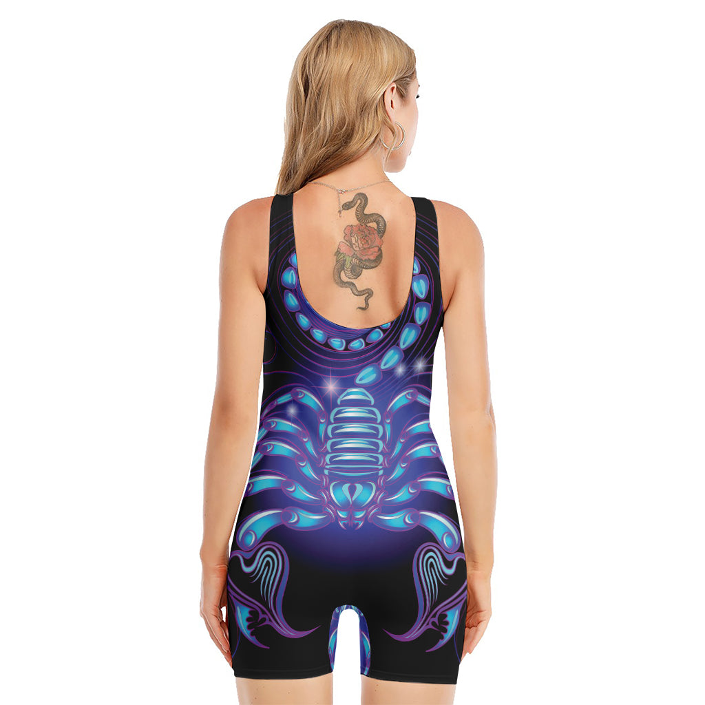 Dark Scorpio Zodiac Sign Print Sleeveless One Piece Swimsuit