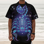 Dark Scorpio Zodiac Sign Print Textured Short Sleeve Shirt