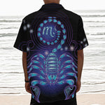 Dark Scorpio Zodiac Sign Print Textured Short Sleeve Shirt