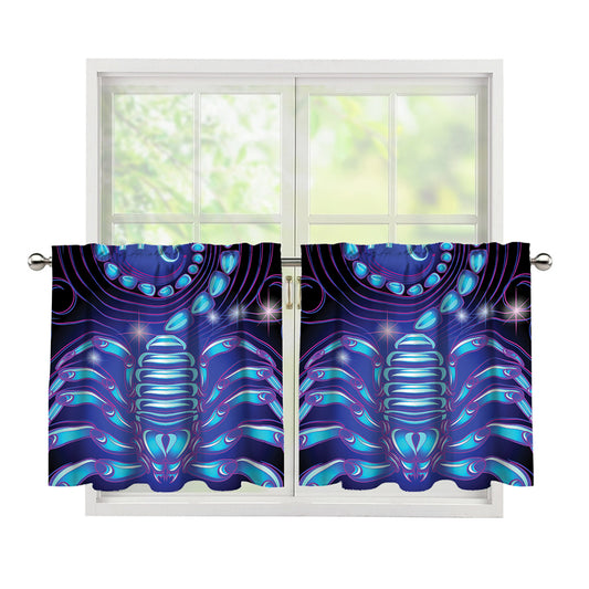 Dark Scorpio Zodiac Sign Print Tier Curtains