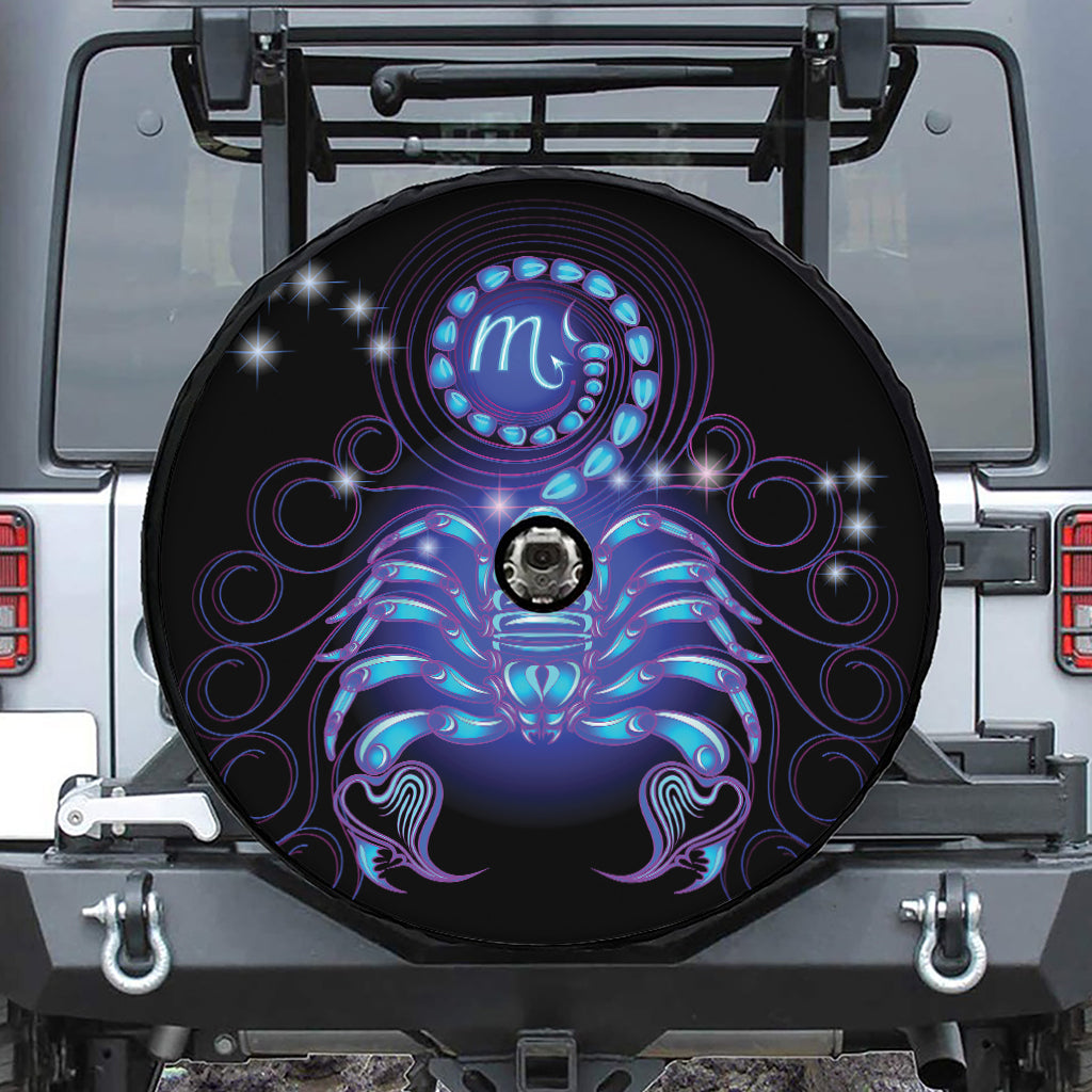 Dark Scorpio Zodiac Sign Print Tire Cover With Camera Hole