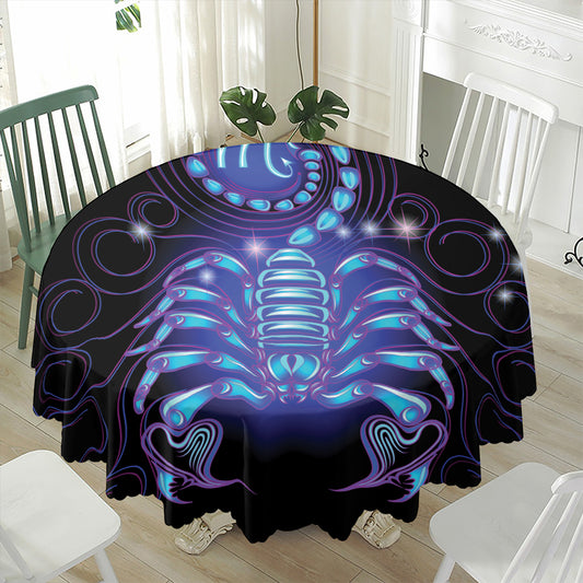 Dark Scorpio Zodiac Sign Print Waterproof Round Tablecloth