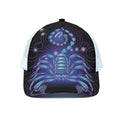 Dark Scorpio Zodiac Sign Print White Mesh Trucker Hat