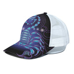 Dark Scorpio Zodiac Sign Print White Mesh Trucker Cap