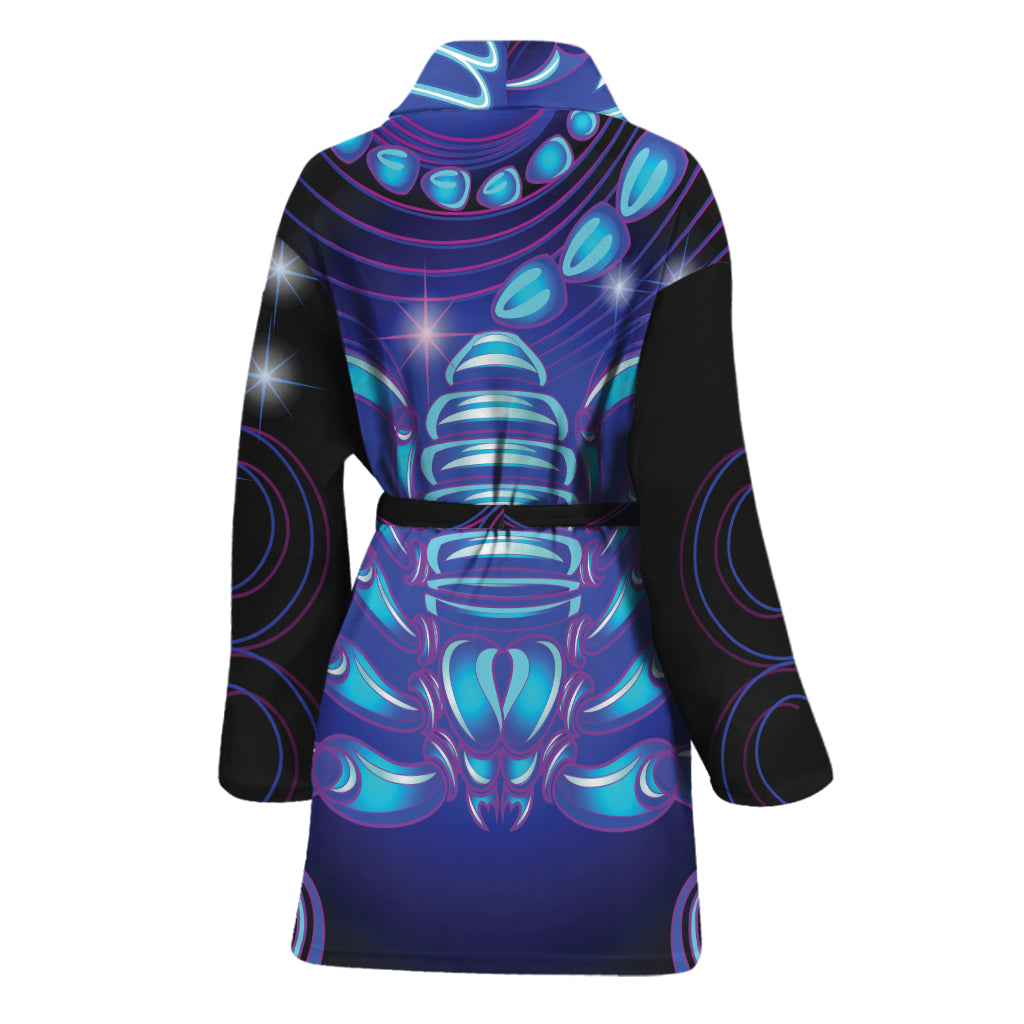 Dark Scorpio Zodiac Sign Print Women's Bathrobe