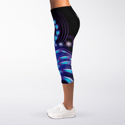 Dark Scorpio Zodiac Sign Print Women's Capri Leggings