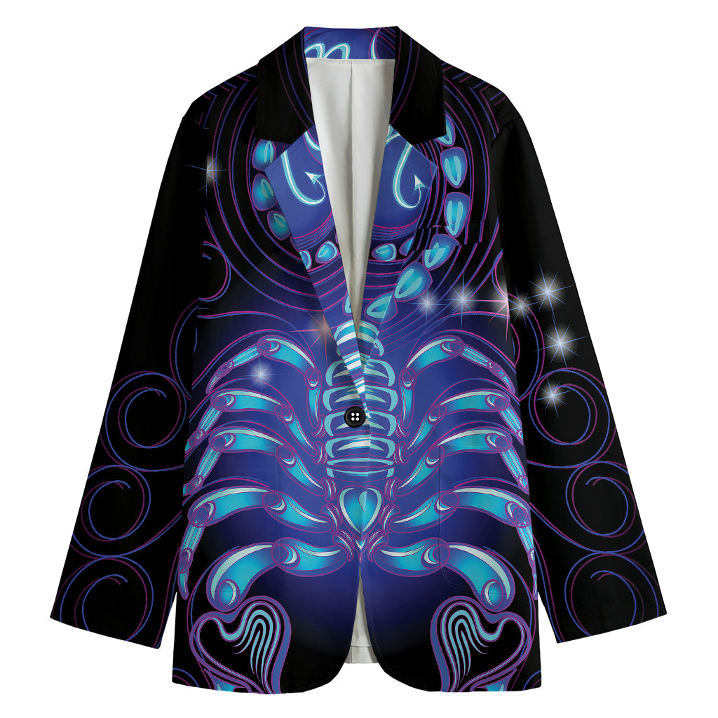 Dark Scorpio Zodiac Sign Print Women's Cotton Blazer