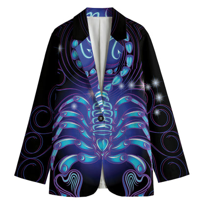 Dark Scorpio Zodiac Sign Print Women's Cotton Blazer
