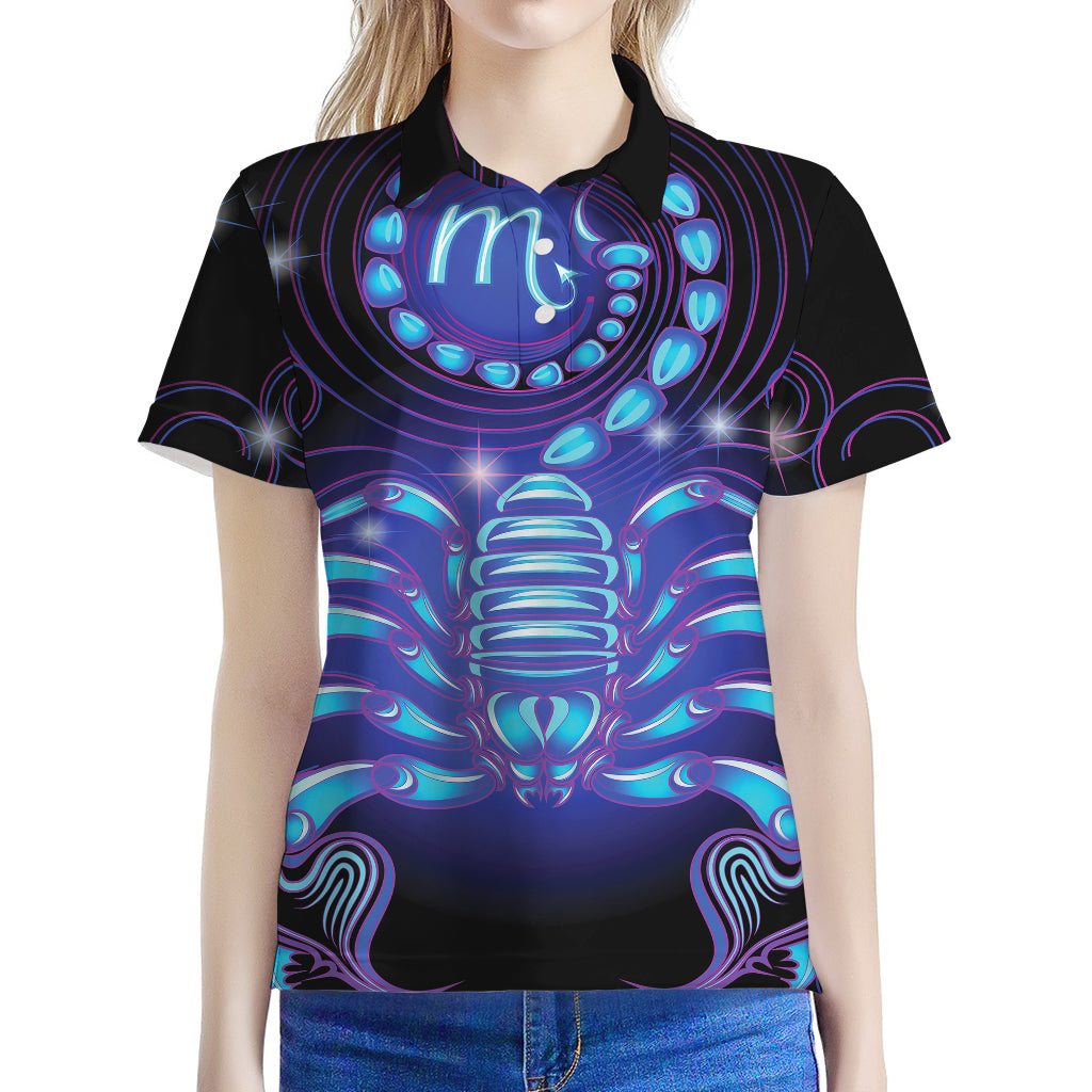 Dark Scorpio Zodiac Sign Print Women's Polo Shirt