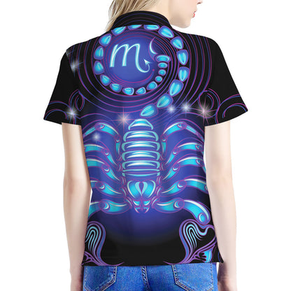 Dark Scorpio Zodiac Sign Print Women's Polo Shirt