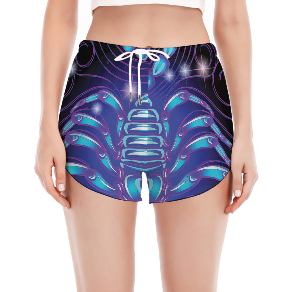 Dark Scorpio Zodiac Sign Print Women's Split Running Shorts