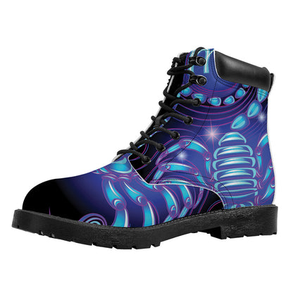 Dark Scorpio Zodiac Sign Print Work Boots