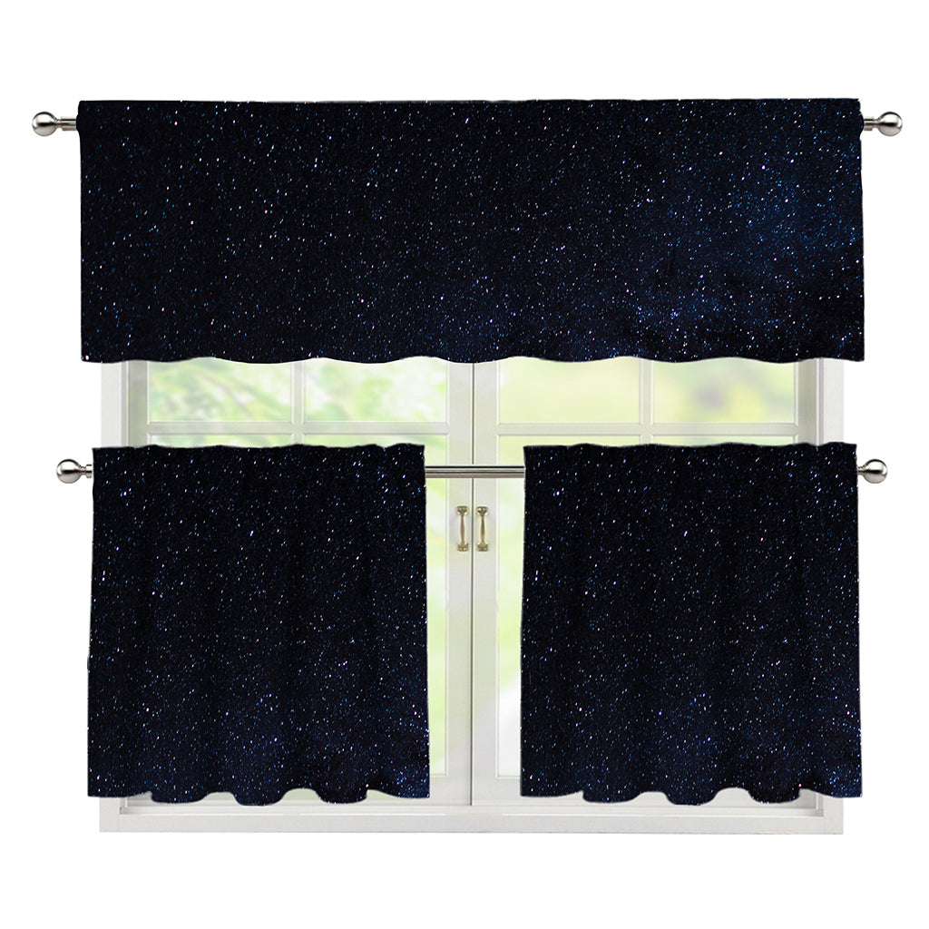 Dark Space Print 3 Piece Kitchen Curtains
