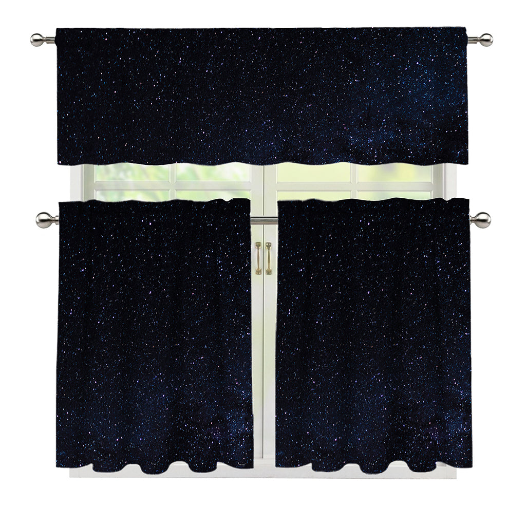 Dark Space Print 3 Piece Kitchen Curtains