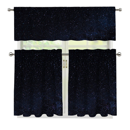 Dark Space Print 3 Piece Kitchen Curtains