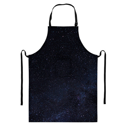 Dark Space Print Bib Apron With Pocket