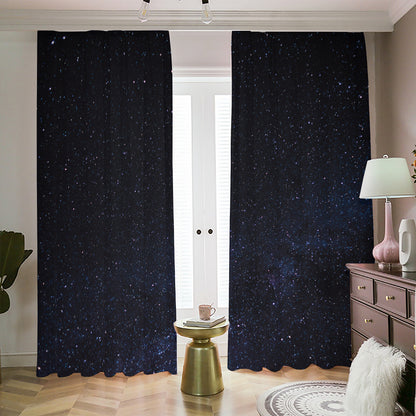 Dark Space Print Blackout Pencil Pleat Curtains
