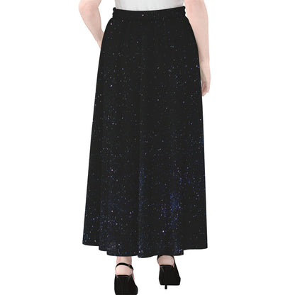 Dark Space Print Chiffon Maxi Skirt