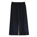 Dark Space Print Cotton Front Slit Maxi Skirt