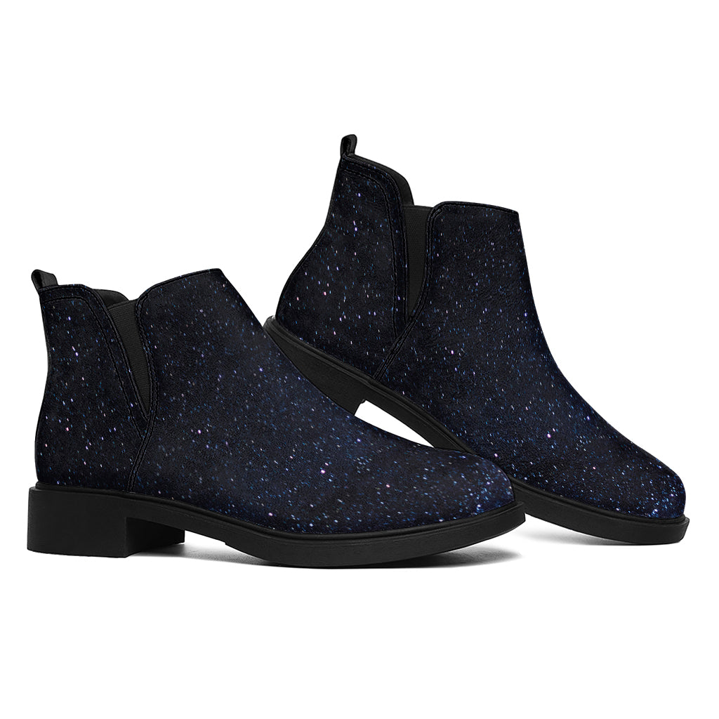 Dark Space Print Flat Ankle Boots