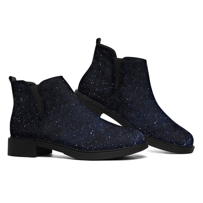 Dark Space Print Flat Ankle Boots