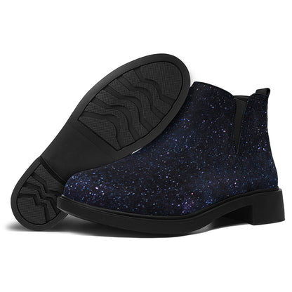 Dark Space Print Flat Ankle Boots