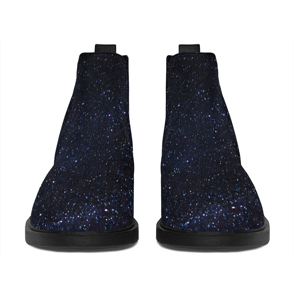 Dark Space Print Flat Ankle Boots