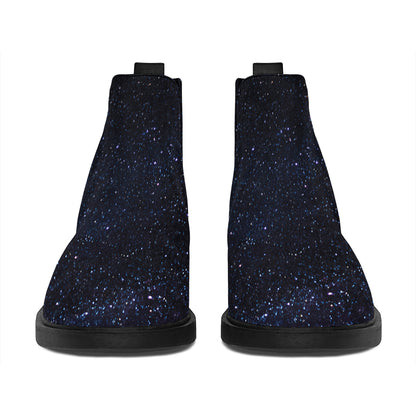 Dark Space Print Flat Ankle Boots