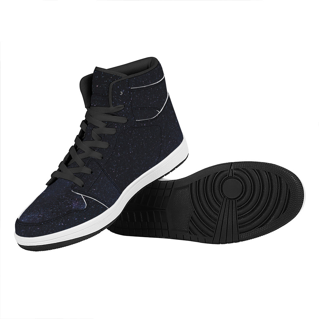 Dark Space Print High Top Leather Sneakers