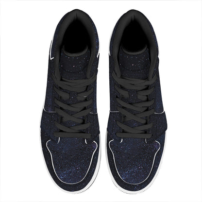Dark Space Print High Top Leather Sneakers