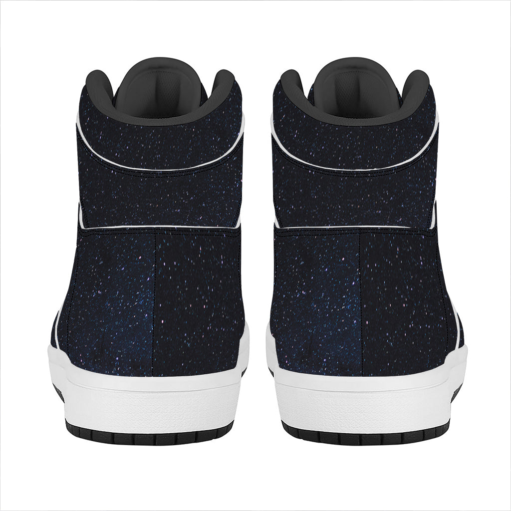 Dark Space Print High Top Leather Sneakers