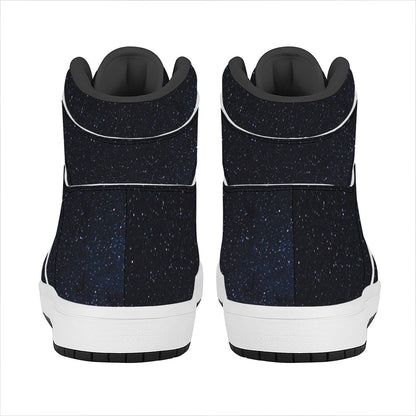 Dark Space Print High Top Leather Sneakers