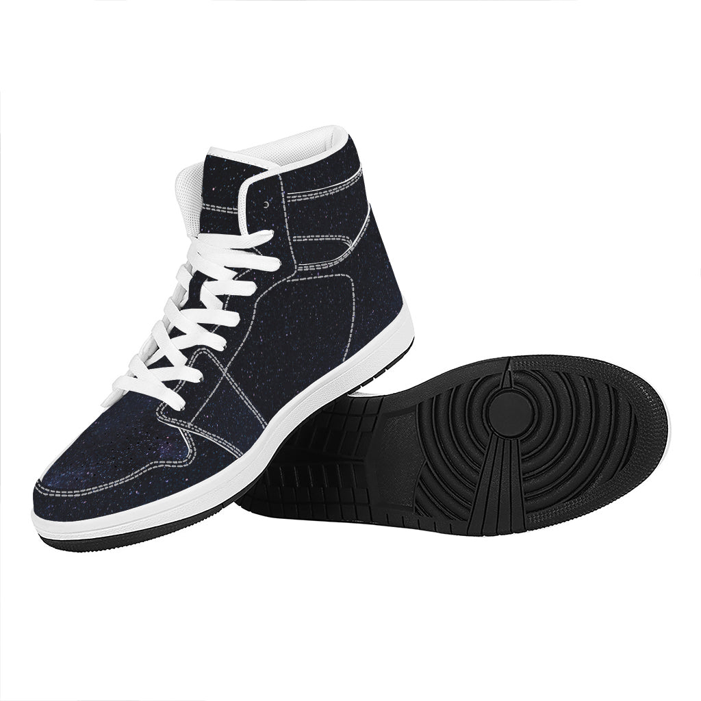 Dark Space Print High Top Leather Sneakers