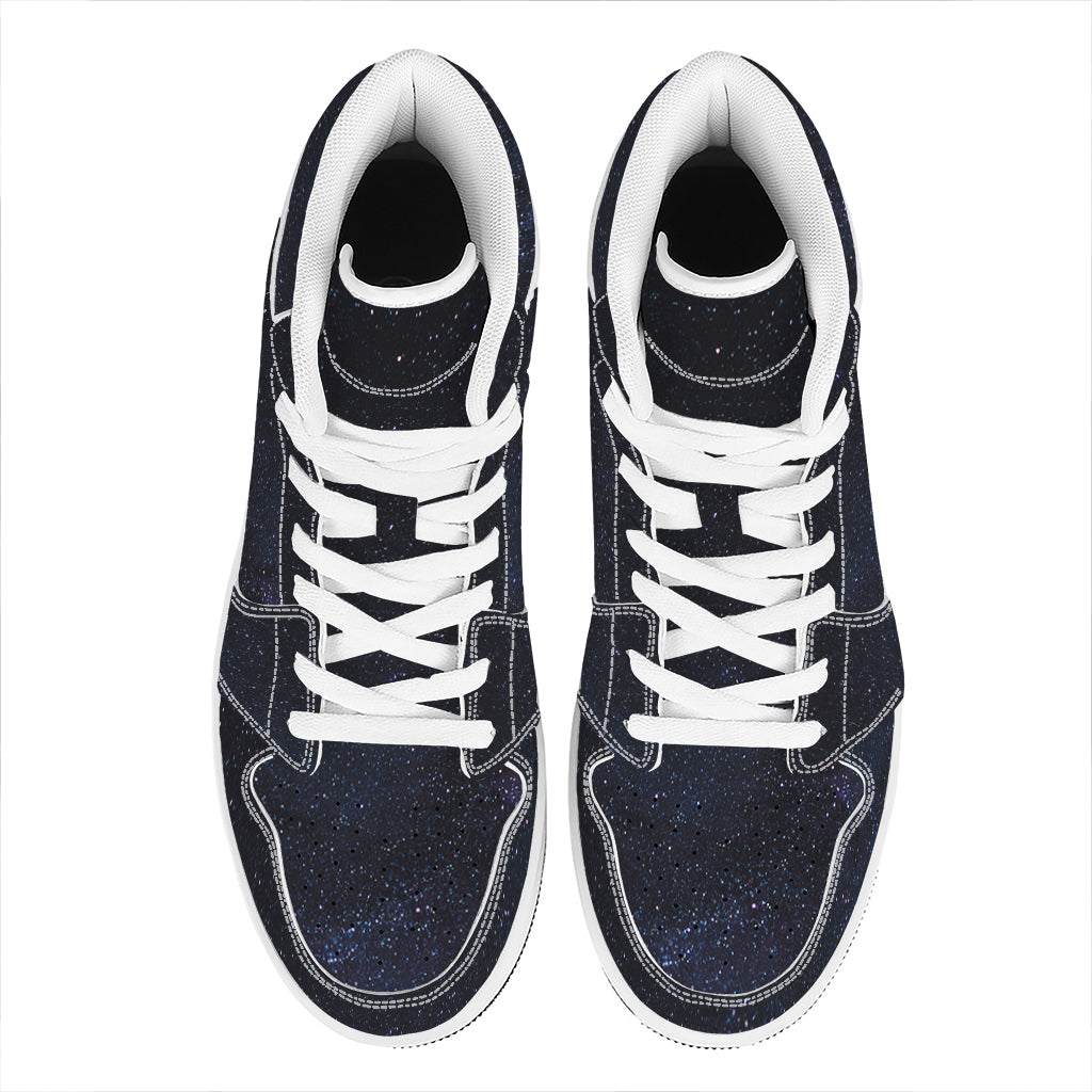 Dark Space Print High Top Leather Sneakers