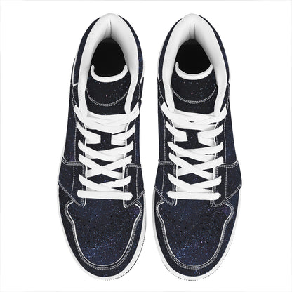 Dark Space Print High Top Leather Sneakers