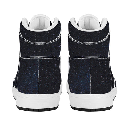 Dark Space Print High Top Leather Sneakers
