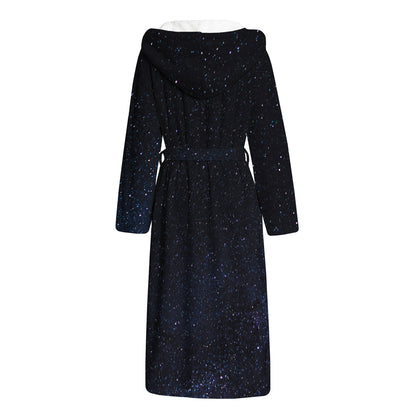 Dark Space Print Hooded Bathrobe